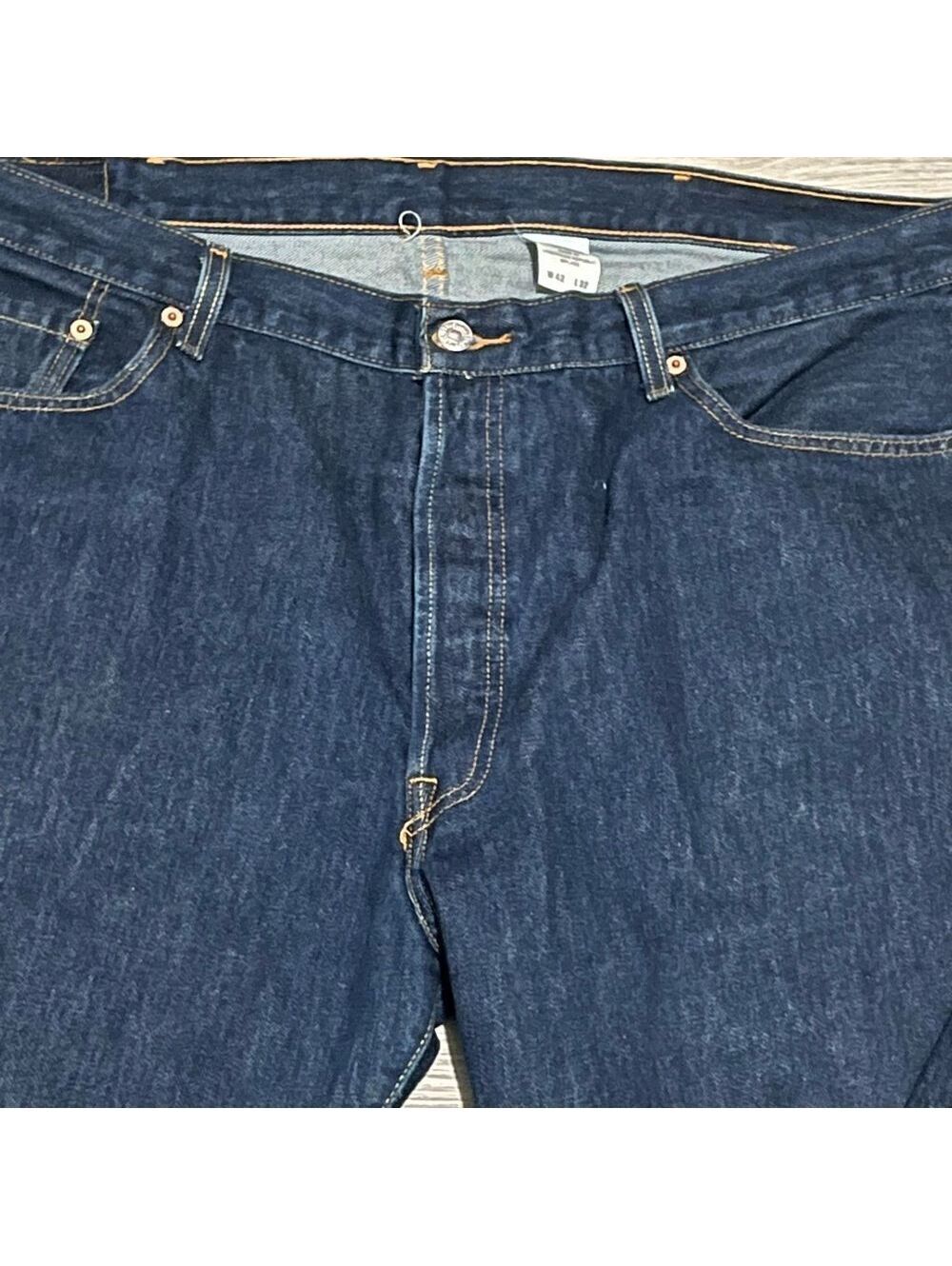 Vtg 90s Y2K Men Levi's 501 XX Button Fly Dark Wash Rigid Denim Straight Jean 42 - Picture 5 of 12